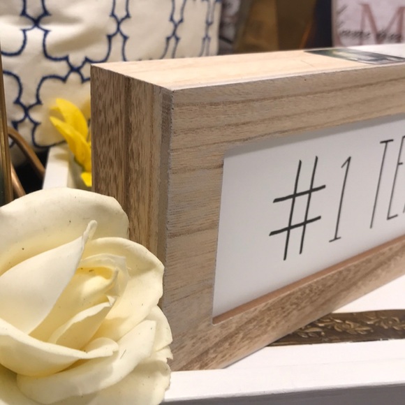 NEW Rae Dunn #1 TEACHER Sign Decoration - Picture 3 of 5